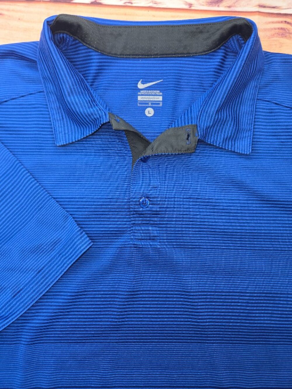 Niked Dri-Fit Mens Blue Striped Performance Polo Large